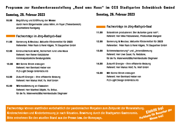Fachvorträge Programm Handwerkerausstellung Schwäbisch Gmünd